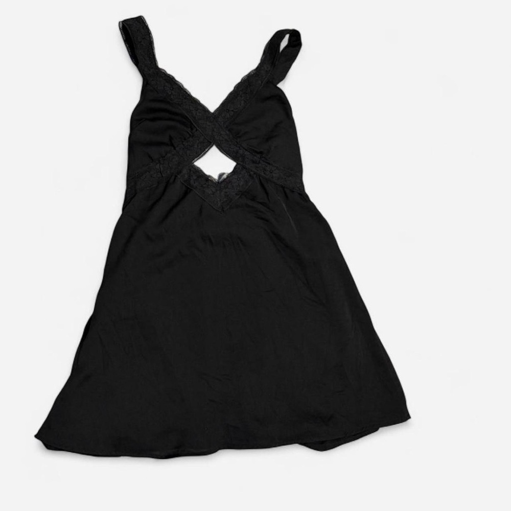 American Eagle Black Floral Lace Trim Mini Slip Dress Size XS